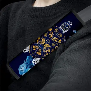 2pcs blue gold patterned turtle car seat belt cover shoulder guard for increased comfort, suitable for RV and SUV seat belt decoration
