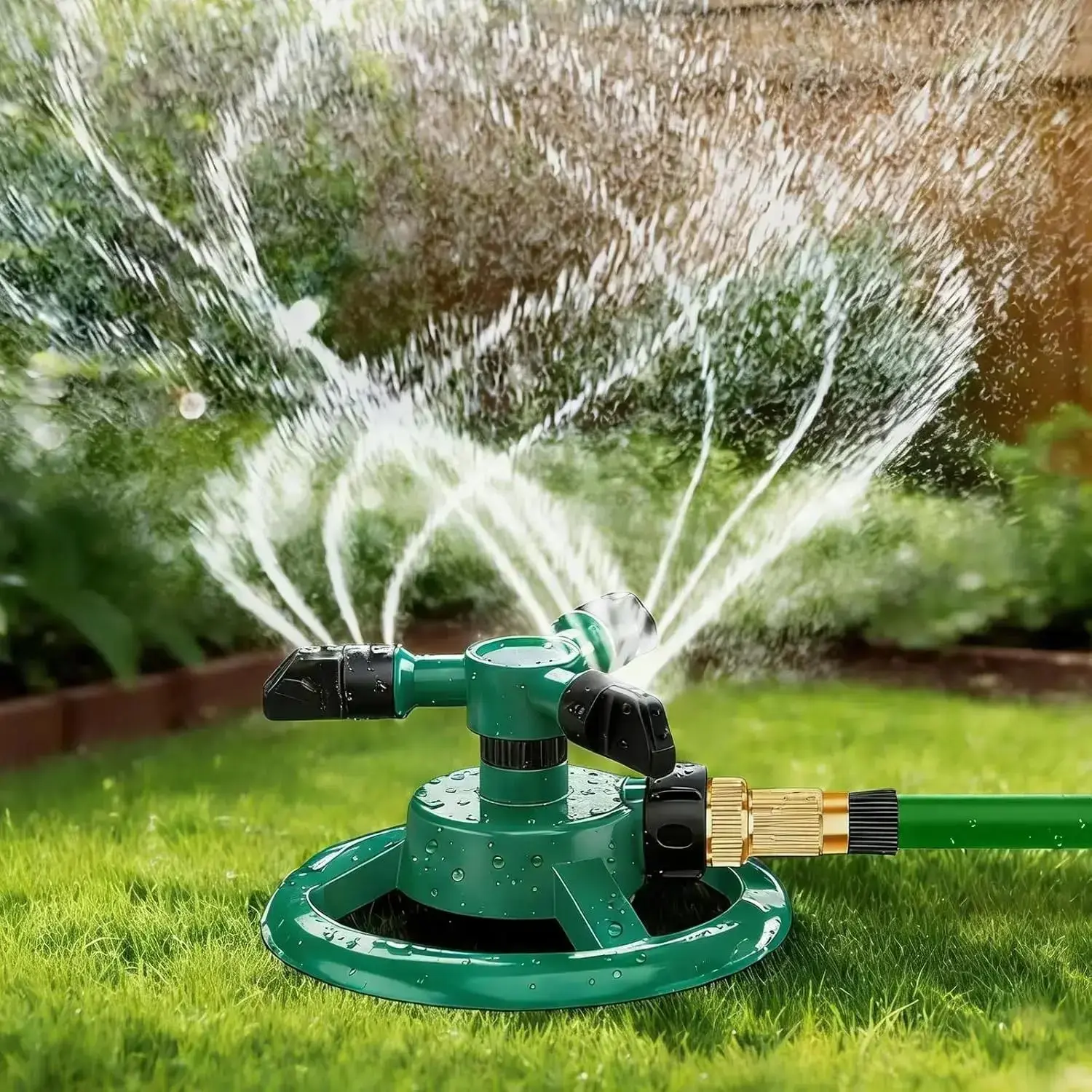 360° Rotating Lawn Sprinkler, Automatic Garden Watering System with Large Area Coverage, Adjustable Heavy Duty Yard Sprinkler for Lawn Care, Backyard Irrigation and Outdoor Cooling, High Efficiency Water Saving Sprayer for Gardens, Grass and Landscaping