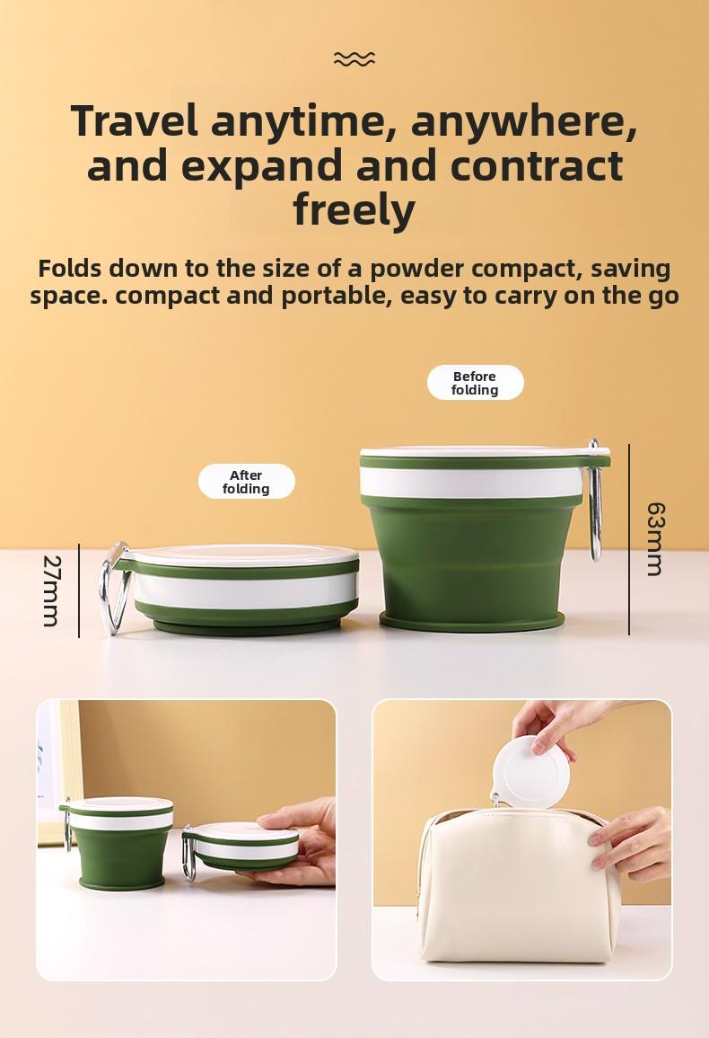 New Silicone Foldable Water Cup with Hook Portable Travel Coffee Mug Outdoor Camping Hiking Teethbrush Cup for Business Trip