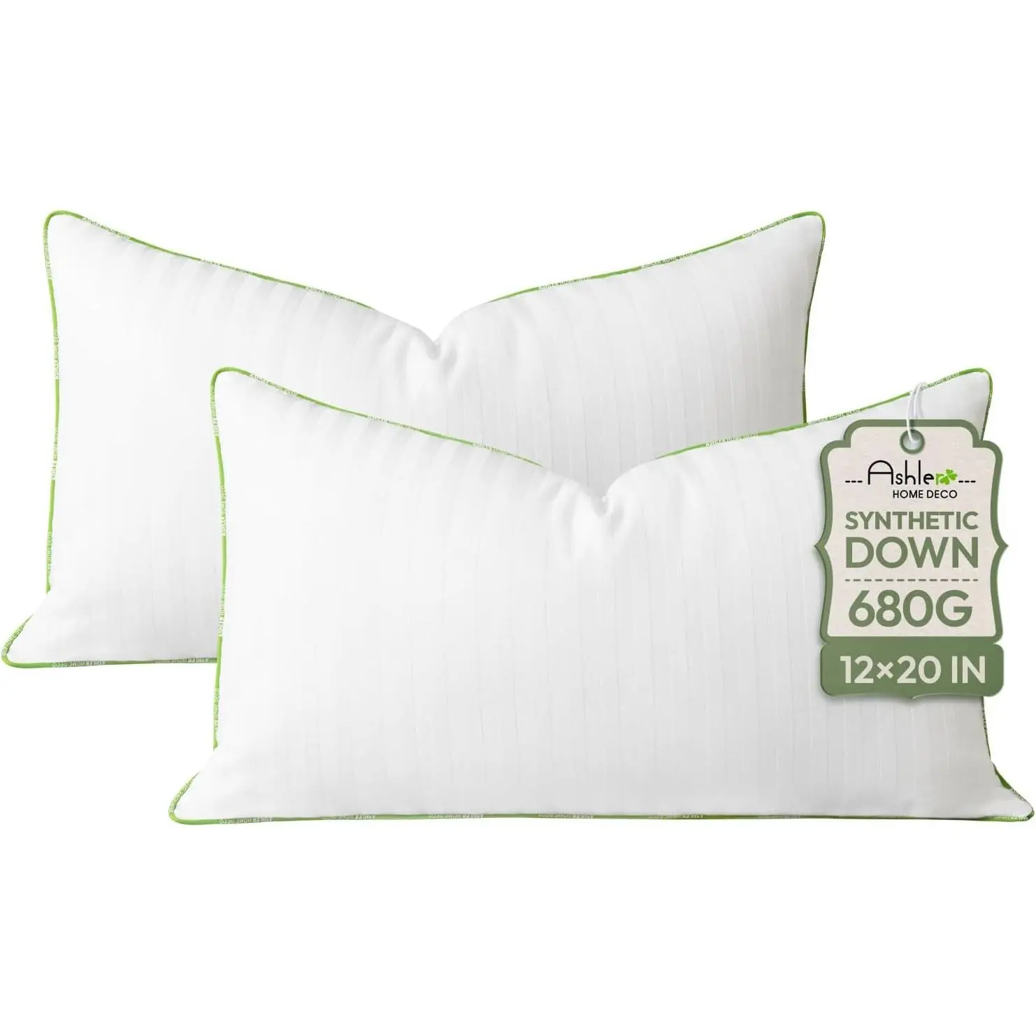 Synthetic Down Pillow Inserts, 12x20 Down Alternative Throw Pillows Insert Sleeping Pillows with 100% Cotton Cover Decorative Pillow Stuffer for Sofa, Couch Bed(Set of 2, White)Gift