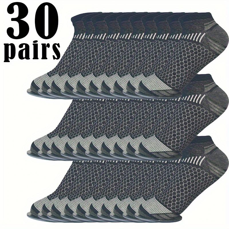 30Pairs Unisex Youth Crew Socks, Polyester Knit Fabric, Low Cut Ankle Boat Socks for Teens Basketball, Volleyball, Football - Soft, Breathable, Hand Washable, Suitable for All Seasons