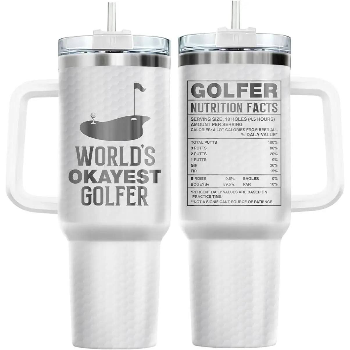 Golf Tumbler 40oz with Handle – World’s Okayest Golfer Funny Insulated Mug, Stainless Steel Vacuum Tumbler for Golf Lovers, Birthday Gifts for Men
