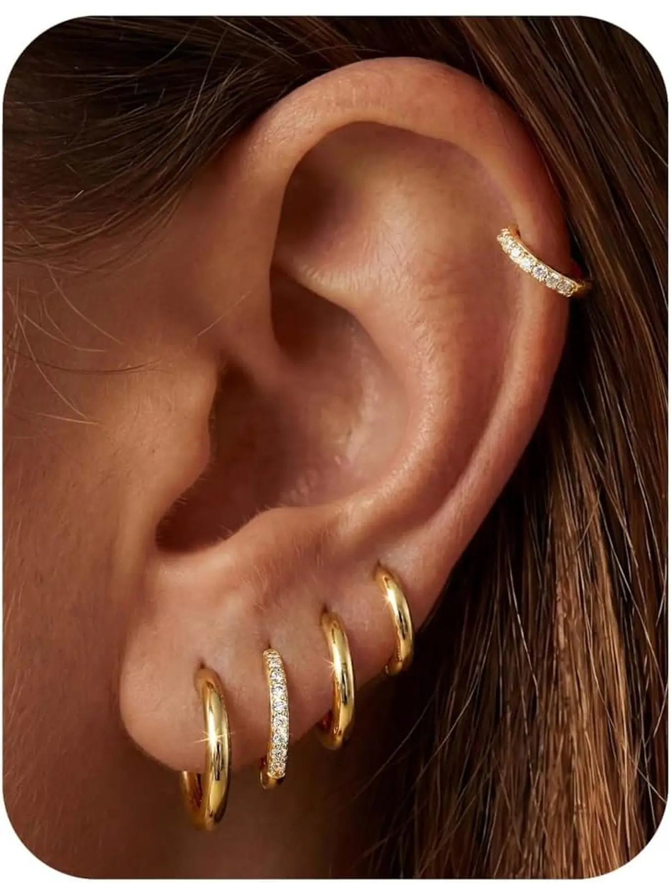 Small Hoop Earrings for Women Hoops Earring Stacks Hypoallergenic Earrings for Sensitive Ears, Dainty Cartilage Earrings Stack Set, Huggie Hoops for Multiple Piercing Jewelry