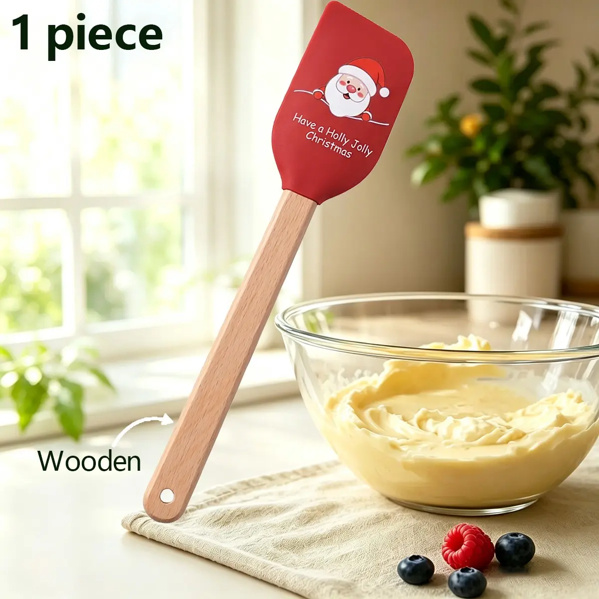 Silicone Handle Baking Spatula, Christmas Cake Cream Smoothing Tool, Non-Stick Kitchen Utensil, Home Use Holiday Cooking Gear