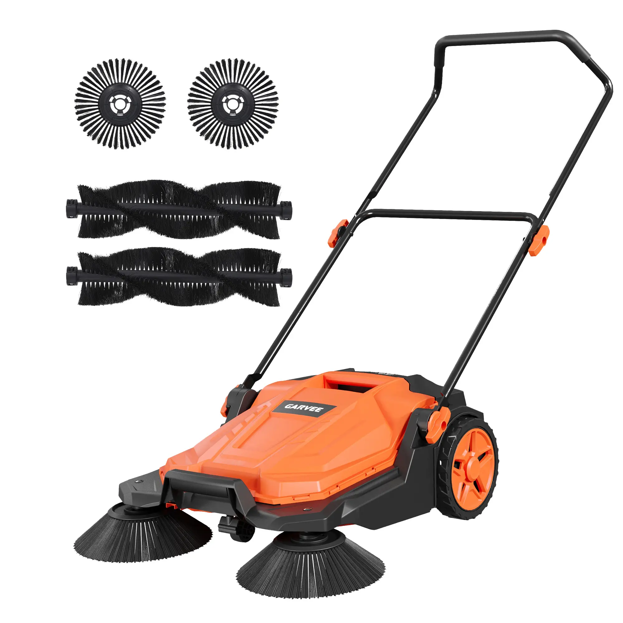 25.6" Walk-Behind Floor Sweeper – 20L Large Capacity, Adjustable & Foldable Handle – 25.6" Sweeping Width – for Patio/Garage/Yard/Driveway