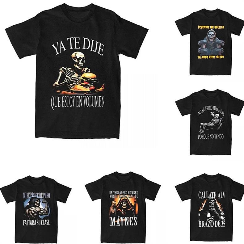 Vintage Calacas Chidas Graphic Tee Men Funny Skeleton T Shirt for Gym Workout Streetwear Casual Cool Oversized Fit Soft Cotton Comfort