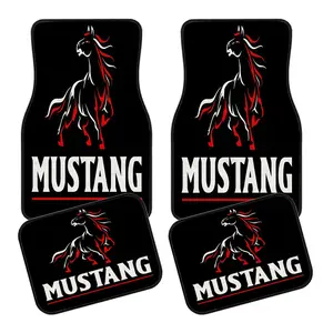 4pcs Car Floor Mat Set with M-Mustang Silhouette Pattern - Suitable for All Cars, Sedans, And Suvs - The Perfect Gift for Everyone