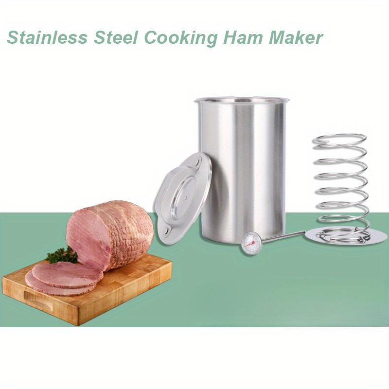 Stainless Steel Meat Press Cooker for Preparing Healthy Homemade Deli Meats, Complete with a Thermometer - Ideal for Kitchen Bacon Pressure Cooking