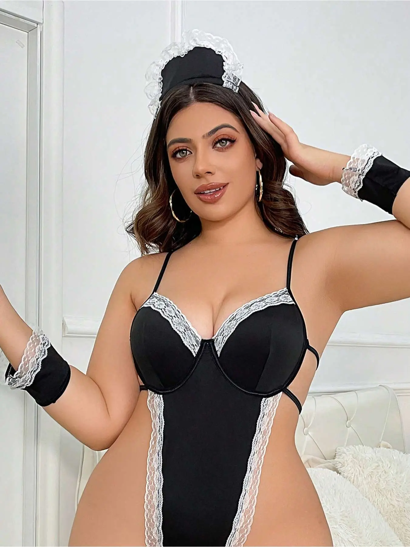 Halloween Plus Size Sexy Costume Set, Fitted Jumpsuit with Headband and Gloves, All-Season Fashion, Perfect Gift for Boyfriend  Halloween Fancy Dress Halloween Night Outfit  Halloween Party Costume Halloween Cosplay Set