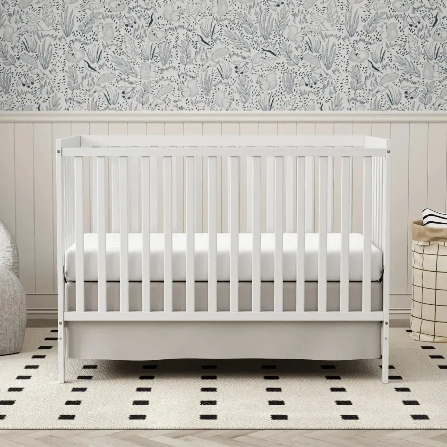5-in-1 Convertible Baby Crib and Toddler Bed - Solid Pine Wood Daybed & Full-Size Bed with Adjustable Height, Nursery Furniture for Newborn to Adult