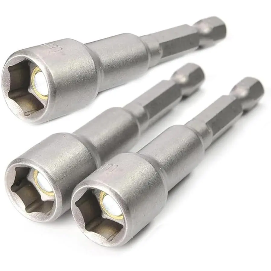 Set of 3  Socket 8mm, 1/4" Hex Shank Drill Adapter for Nut Driver, Power Drills and  Socket Adapter, 65mm Length