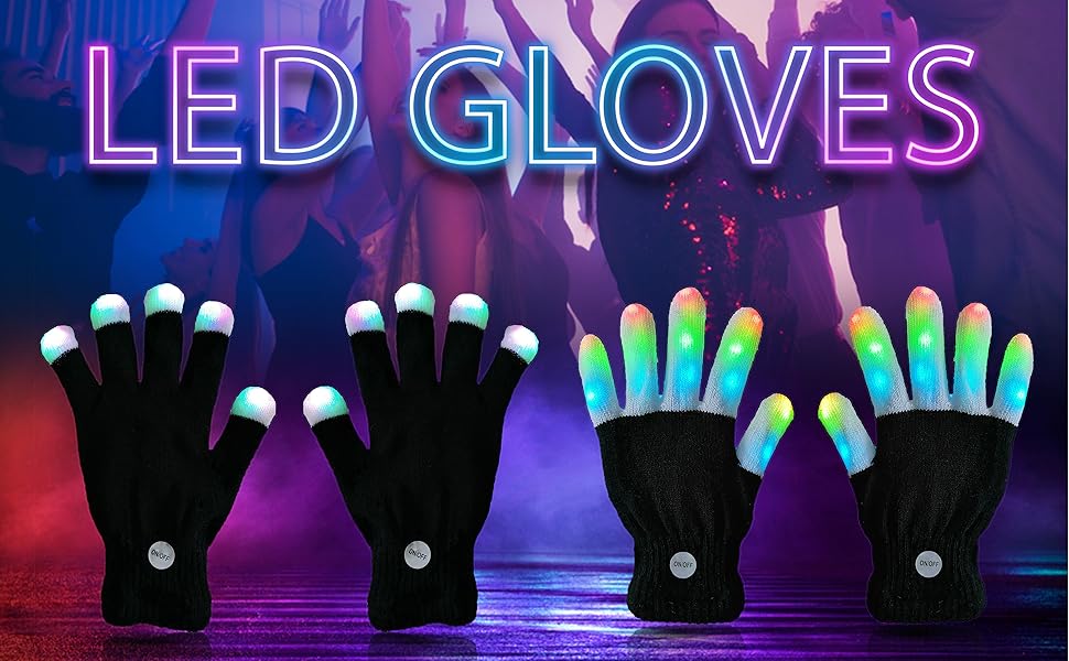 7 colors light show LED Gloves Rave Light Finger Lighting Flashing Glow Mittens