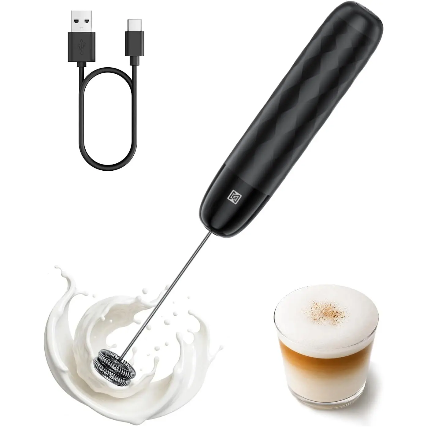 Rechargeable Milk Frother, LunaFro Mini with Detachable Wand | 8000RPM Turbo , 1200mAh , Compact Design Milk frother Handheld for Lattes, Cappuccino, Matcha, No Stand