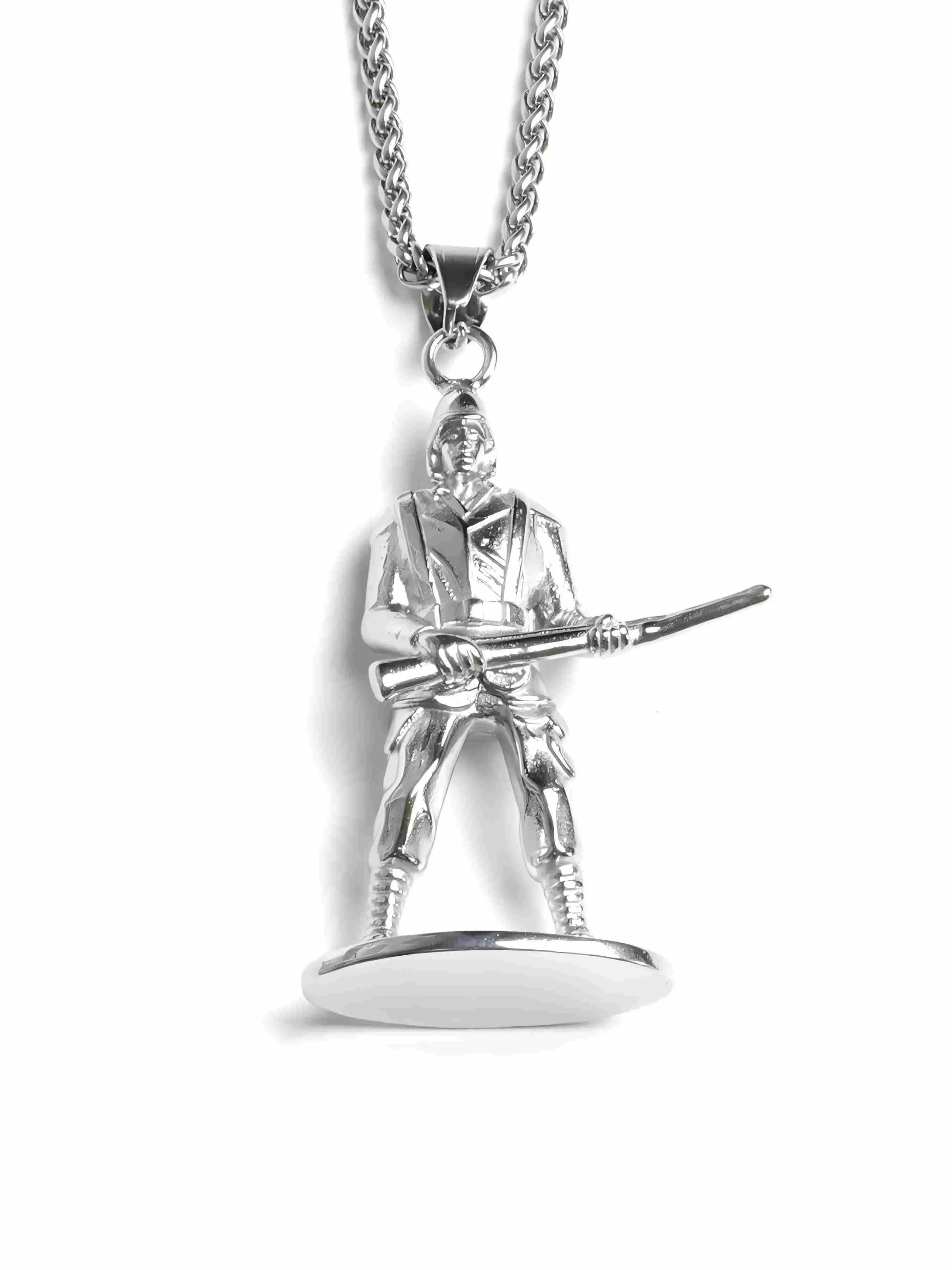 Men's Soldier Pendant Necklace, Stainless Steel, Non-Tarnish, Hypoallergenic, Retro Style, Perfect Gift, Daily Wear Jewelry