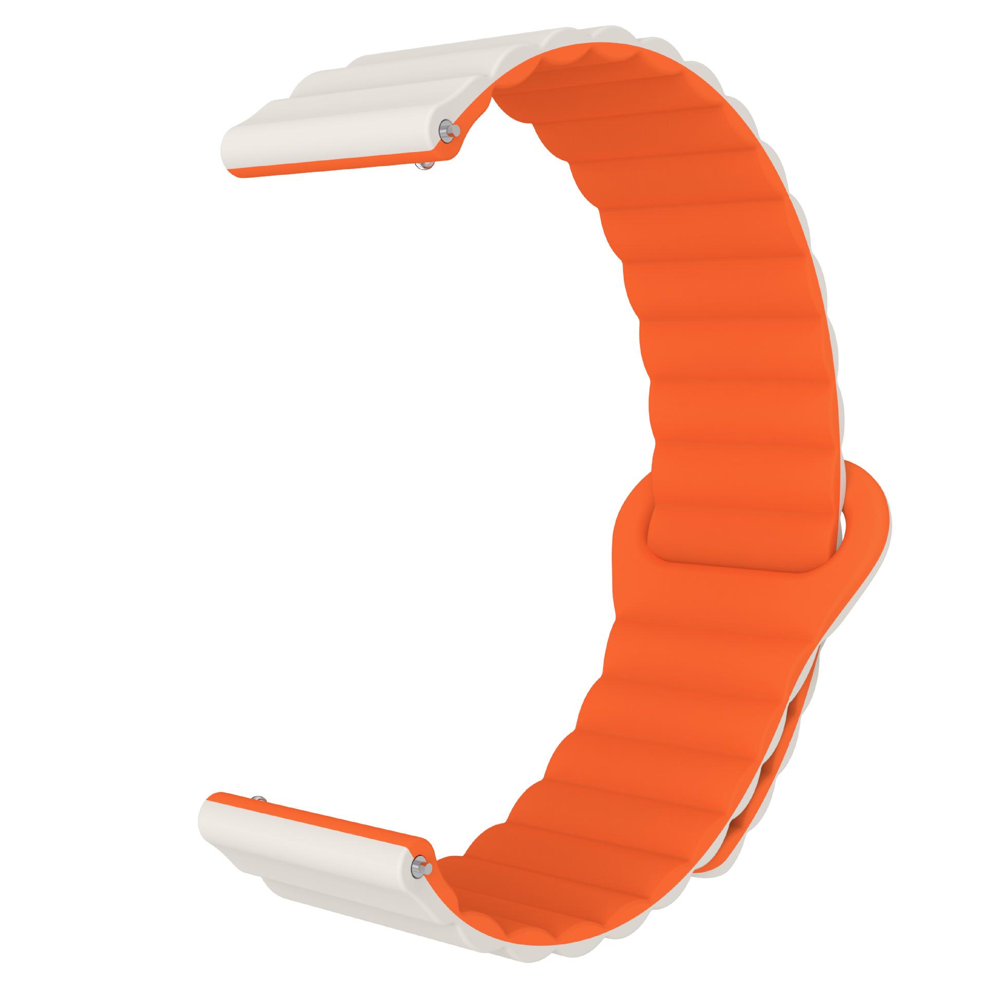 Universal 20/22mm Two-Tone Silicone Watch Band with Magnetic Loop Closure — Compatible with Samsung & Huawei Watch Series