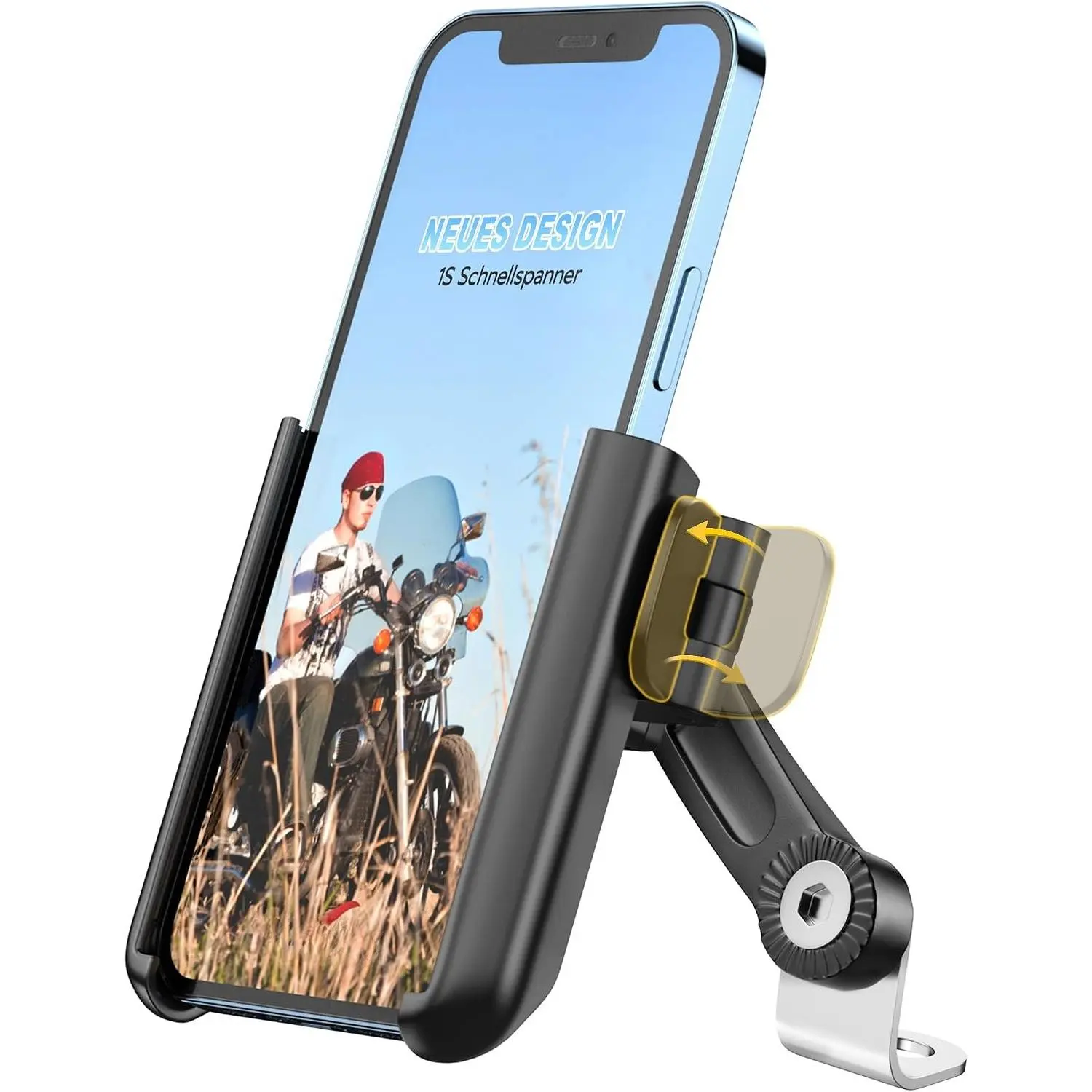 Phone Mount, 1S Quick Release Anti Shake Motorbike Phone Holder for 3.5-7.0 Inch Smartphone for  Mirror Phone Mount with 360° Rotatabe
