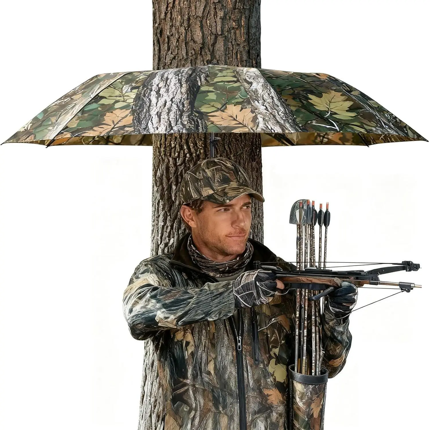Women's 57" Portable Camo Tree Stand Umbrella, Deer Hunting Hunt Gear Accessories, Ground Blind Shield