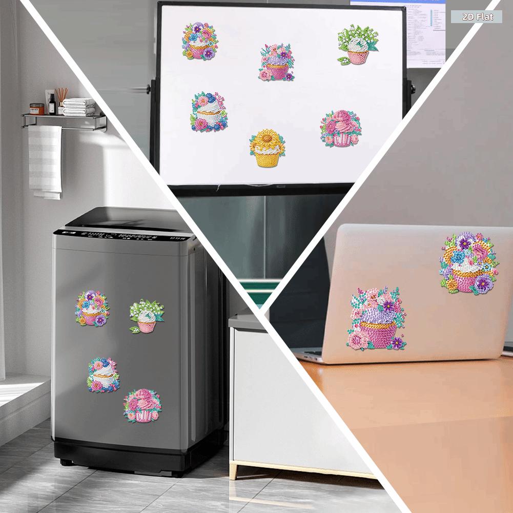 2D FLAT6pcs 2D/flat DIY Animals Design Diamond Art Fridge Magnet Kit DIY Art Fridge Magnet Refrigerator Sticker Refrigerator Diamond Art Magnets CrystaDiamonds Painting Kits Includes All the Materials, Offering a Relaxing and Enjoyable Crafting Experience