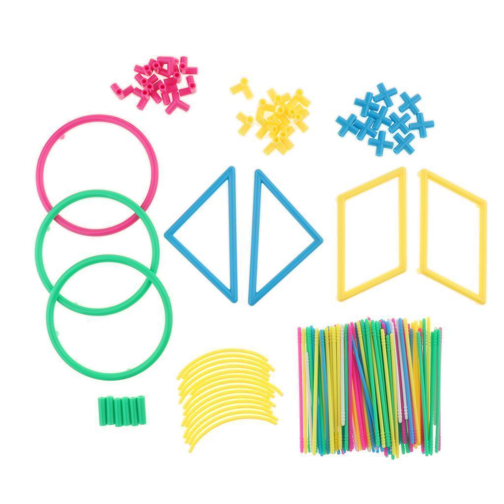 Blue Pink Random Color Box Of DIY 3D Shape Geometric Model Kid Math Geometry Educational Aids Learning Math Manipulatives Set