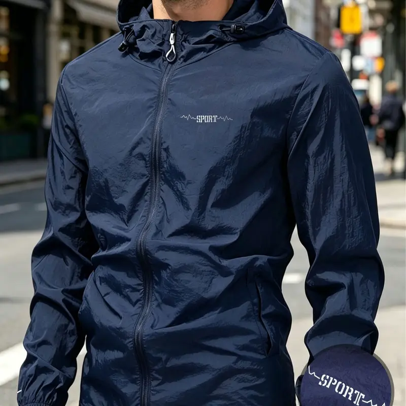 Men's Sport Jacket, Fashion Four-Season Hooded Sun Protection, Breathable Outdoor Workout Coat, Workout Jackets, Casual Daily Wear, Unisex Design, Sports Outerwear