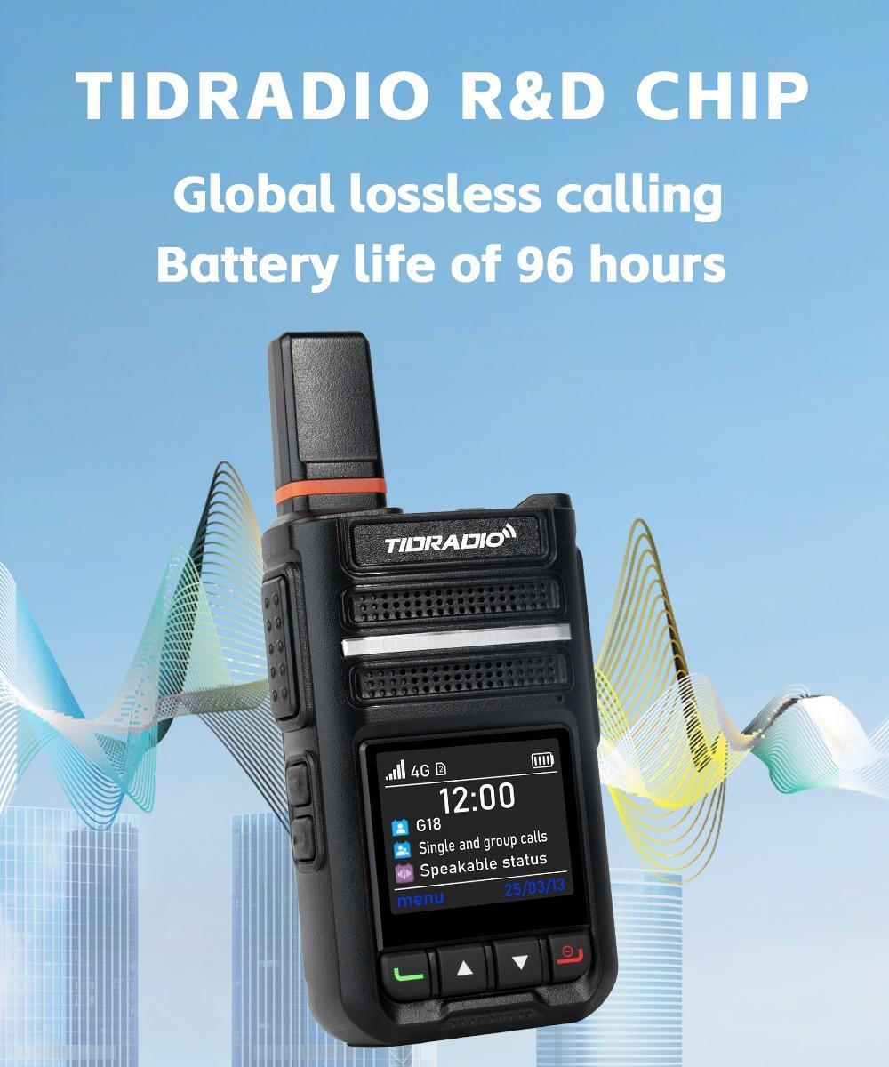 TIDRADIO TD-G18 Global POC Radio with 1 Year SIM Card Walkie Talkie Long Range 4G Network 2 Way Radio 5000 KM for Hiking and Camping 3000mAh Battery Clear Audio 4G Signal