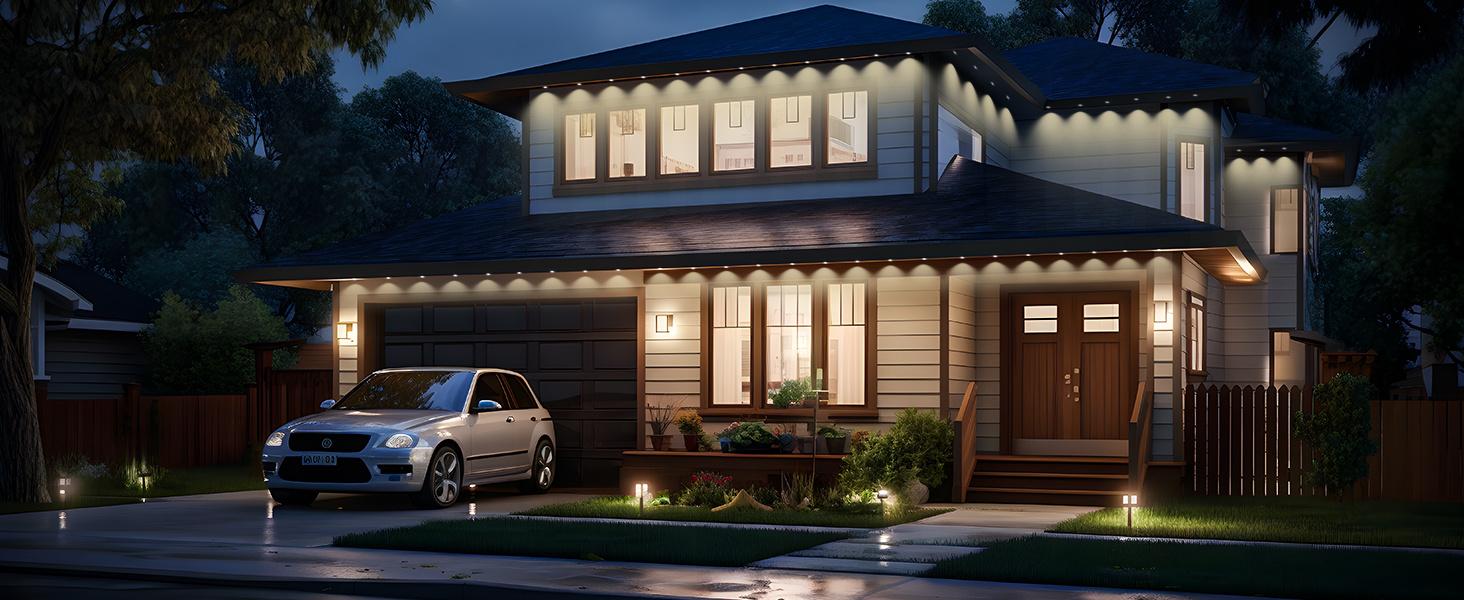 DAYBETTER Permanent outdoor lights smart app remote, RGB + IC smart eaves lights IP67 waterproof, year-round house roof outdoor lighting for Halloween Christmas party, holiday, 60LEDs, 100ft