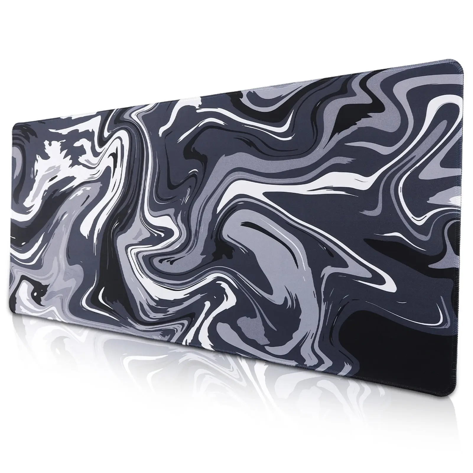 Large Black Gaming Mouse Pad - "31.5 inches × 11.81 inches"and"8.66 inches x 7.09 inches", Non-Slip Large Mouse Pad for Computer Desk, 3mm Thick Rubber Base with Stitched Edges, Machine Washable for Work & Game, Gaming Desk Mat