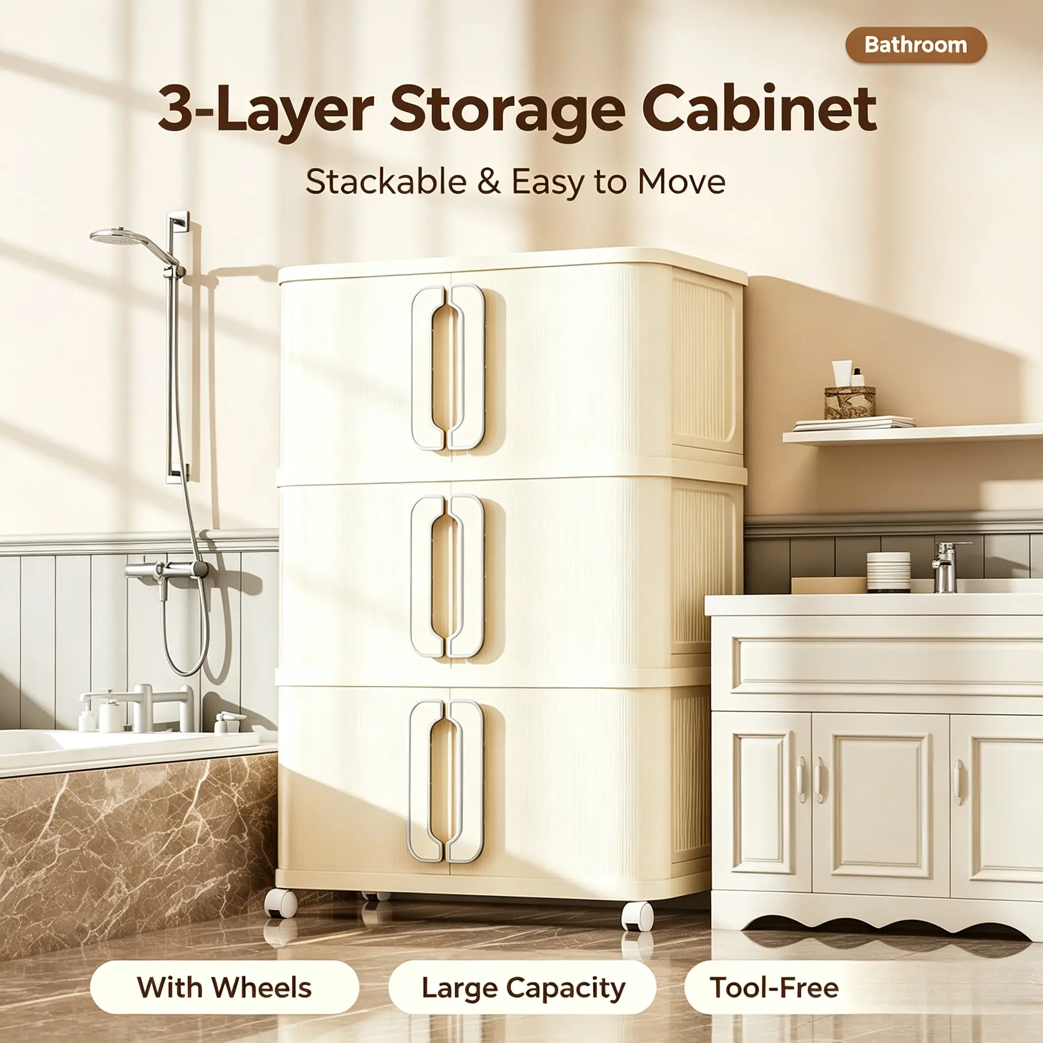 No-installation storage cabinet, living room plastic storage box, household children's toy organizer, bedroom thickened wardrobe, multi-layer storage unit