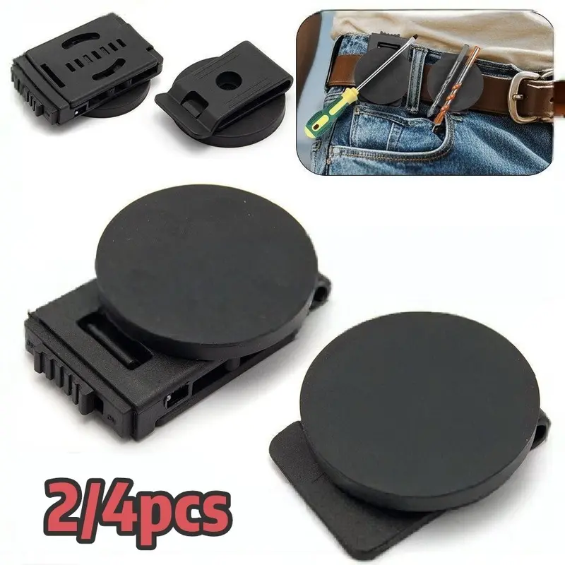 2/4pcs magnetic belt clip, magnetic tool hanging clip, strong magnetic fast hook belt clip, waist magnetic plate, nail tool storage magnetic plate, magnetic tool storage, suitable for carpentry, electrician and weak current maintenance.
