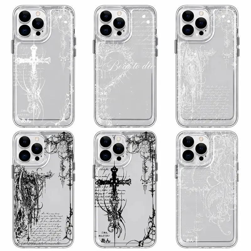Transparent Shockproof Protective Cellphone Case - Artistic Print, Ins-Style Multi-Model Mobile Accessory, Cover for iOS iPhone 17/16/15/14/13/12 Pro Max Plus Series, Ideal Gift for Gift Buyers