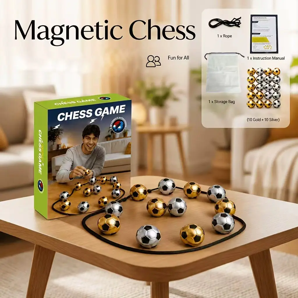 Portable Magnetic Chess Strategy Board Game Set, Fun Tabletop Games Includes and Silver Color Balls, Perfect for Adult Family Parties, Travel, and Game Nights