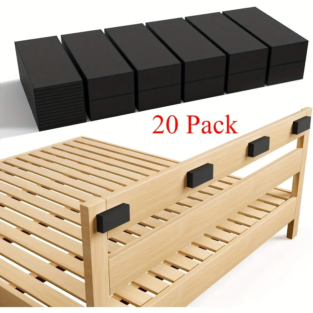 20pcs Black EVA Foam Headboard Wall Protectors | Durable Furniture Stoppers with 10 (15mm Thick) & 10 (5mm Thick) Cushioning Bumpers for Bed and Sofa, Adjustable Shelf Support Pegs Included