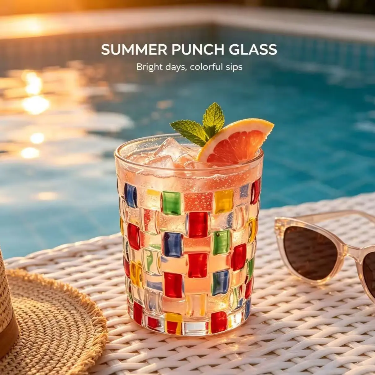Vibrant Christmas Colored Glass Cup Set - Stain-Resistant Durable Drinking Glasses, Cocktail & Wine Glasses Suitable for Iced Coffee and Milk, Decorative Kitchen Drinkware