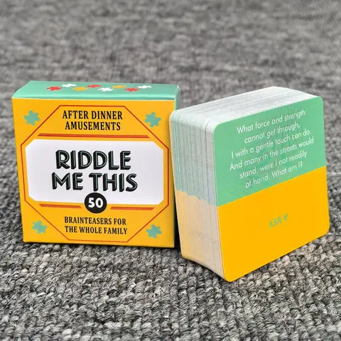 Riddle Me This Card Game, Card Games for Teens, 50pcs/box Portable Pocket Game, Family Game, Family Fun Game, Friend Party Game, Unique Gift, Party Game Cards