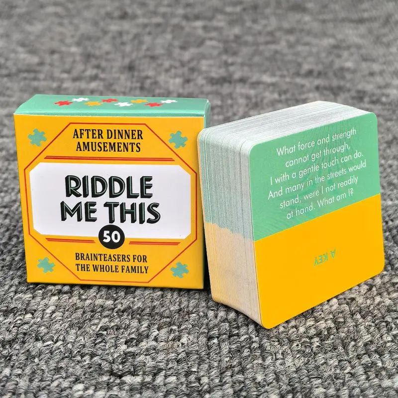 Riddle Me This Card Game, Card Games for Teens, 50pcs/box Portable Pocket Game, Family Game, Family Fun Game, Friend Party Game, Unique Gift, Party Game Cards