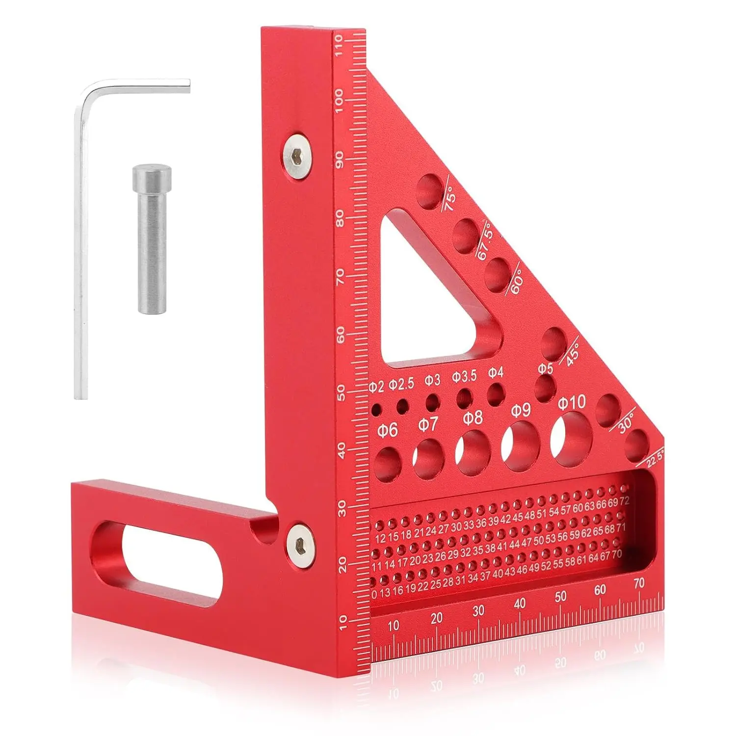 Multi-Angle Carpenter Hole Scribing Ruler,  45/90  Woodworking Tools  Alloy Miter Triangle Ruler Measuring Tools for Engineer Carpenters