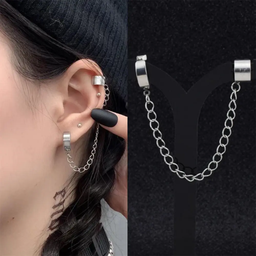 Fashion punk stainless steel ladies' chain-style ear clips earrings jewelry