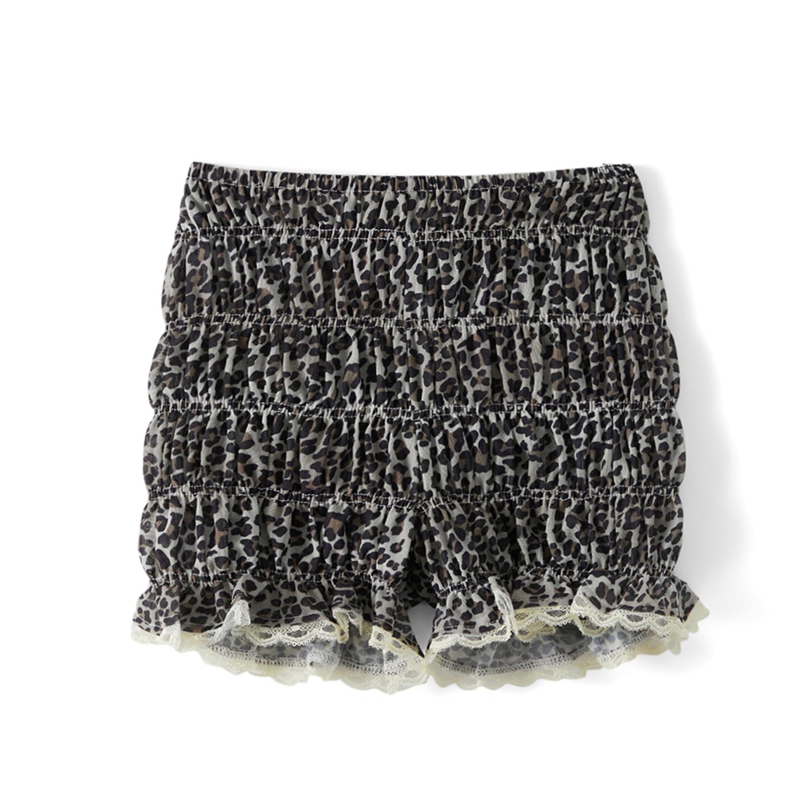 Women's Ruffle Shorts Ladies Female Casual Leopard Print Elastic Waist Short Pants Lounge Shorts for Summer,Womenswear Bottoms,2 Colors