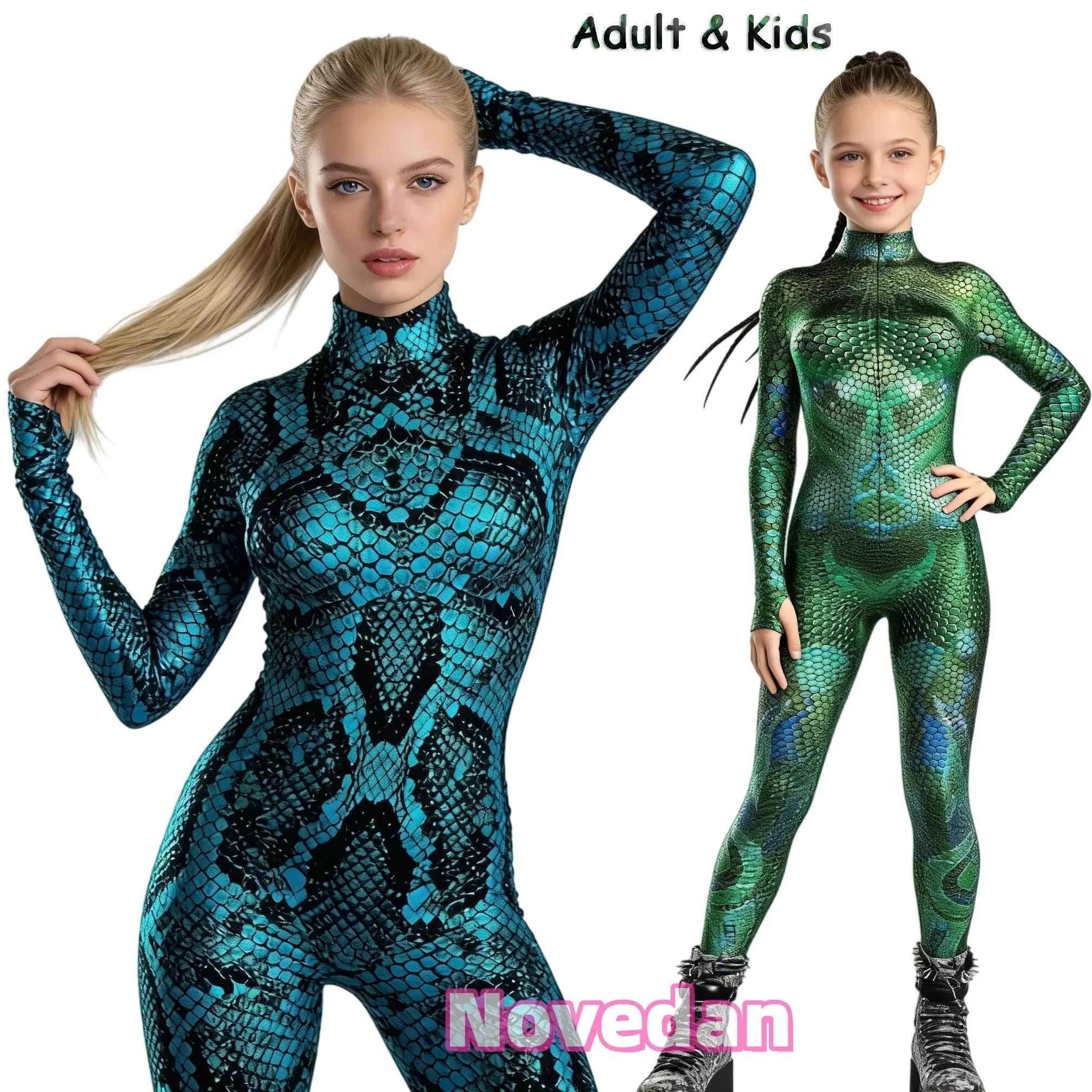 Snake Costume Women Girls Jumpsuit Animal Festival Bodysuit Halloween Rave Outfit Cosplay Zentai Suit Party Masquerade Tights