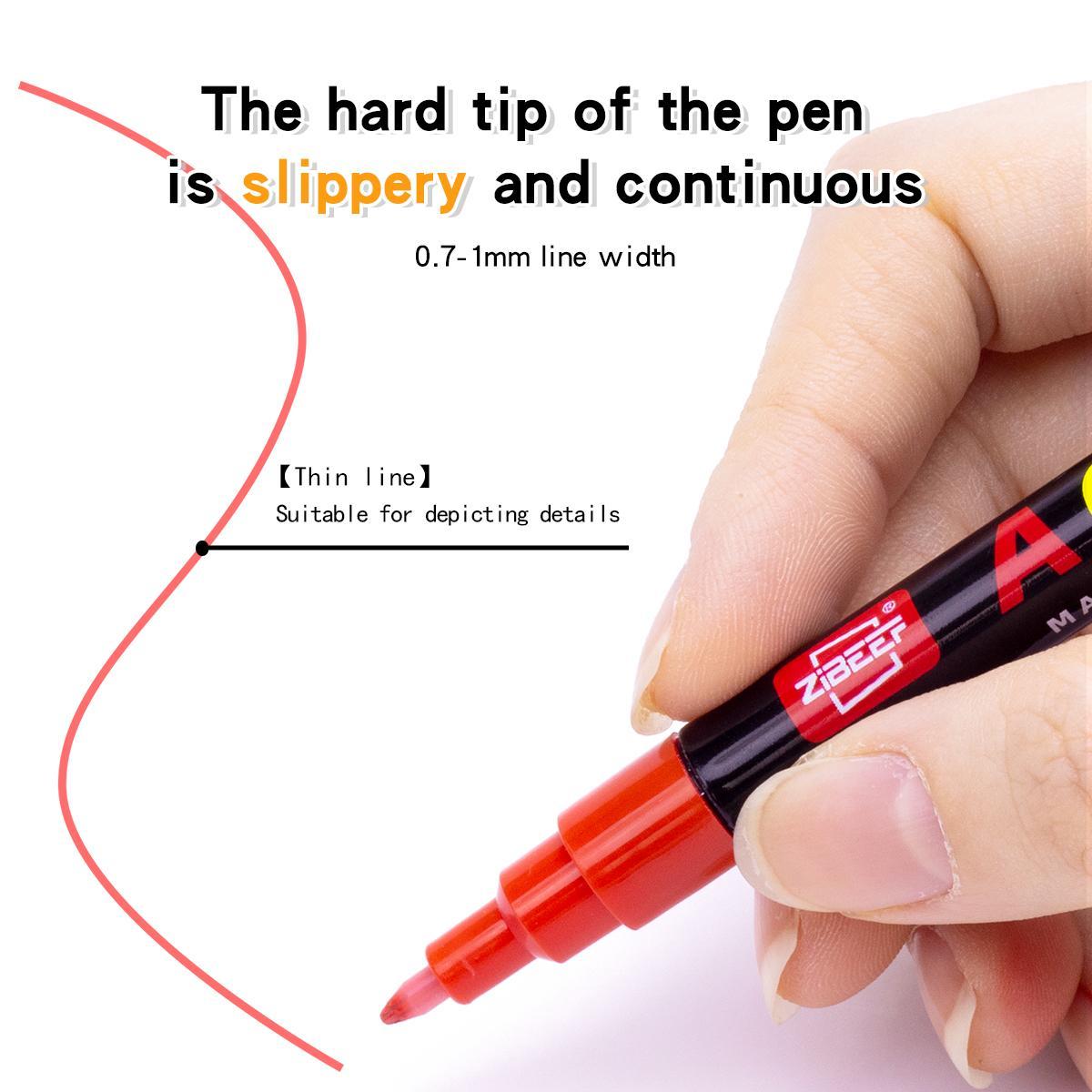 Acrylic Paint Marker Set, 0.7mm-1mm Fine Tip Acrylic Paint Pen, Waterproof & High Saturation Ideal for Wood, metallic, Plastic, Canvas, Fabric, Glass, Ceramic, Acrylic Marker Pens