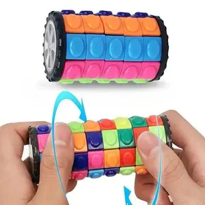 Cylinder 3D Rotate and Slide Puzzle Cube Sensory Toys Autism ADHD Anxiety Stress Relief Gifts For Teens Boys Girls Rubik's Cube