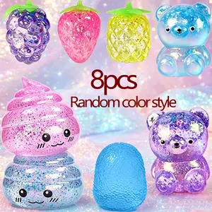 8-Piece Squeezing Toy Set, Random Styles and Colors, Sensory Fidget Toys, Stress Relief, Fun Gift Box, Glitter Gold Powder Crystal Candy Toys