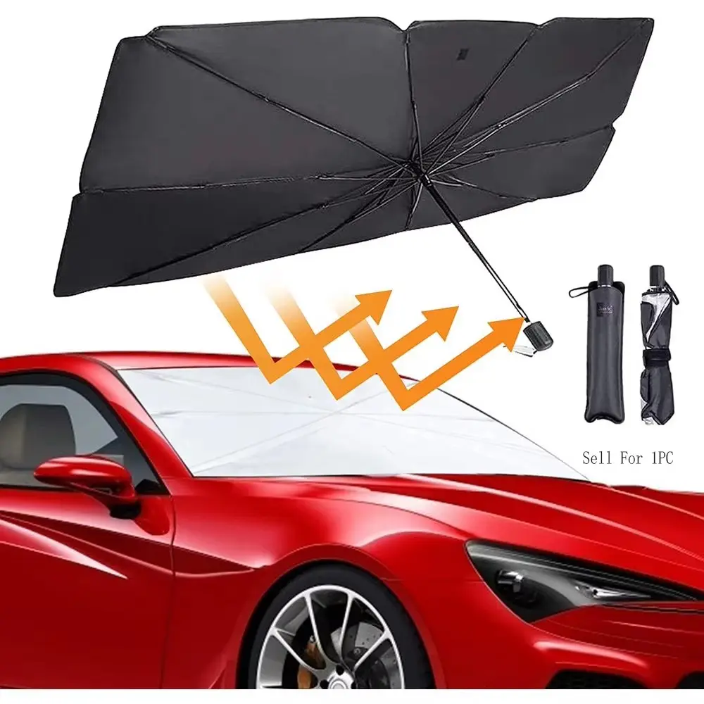 Car Front Solar Windshield Motorized Foldable Umbrella Sunshade, UV Protection, Compatible with Most Vehicles, Easy Installation