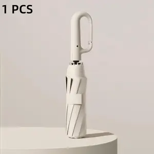 Windproof Automatic Folding Travel Umbrella with Hook Handle - Compact and Portable for Outdoor Activities