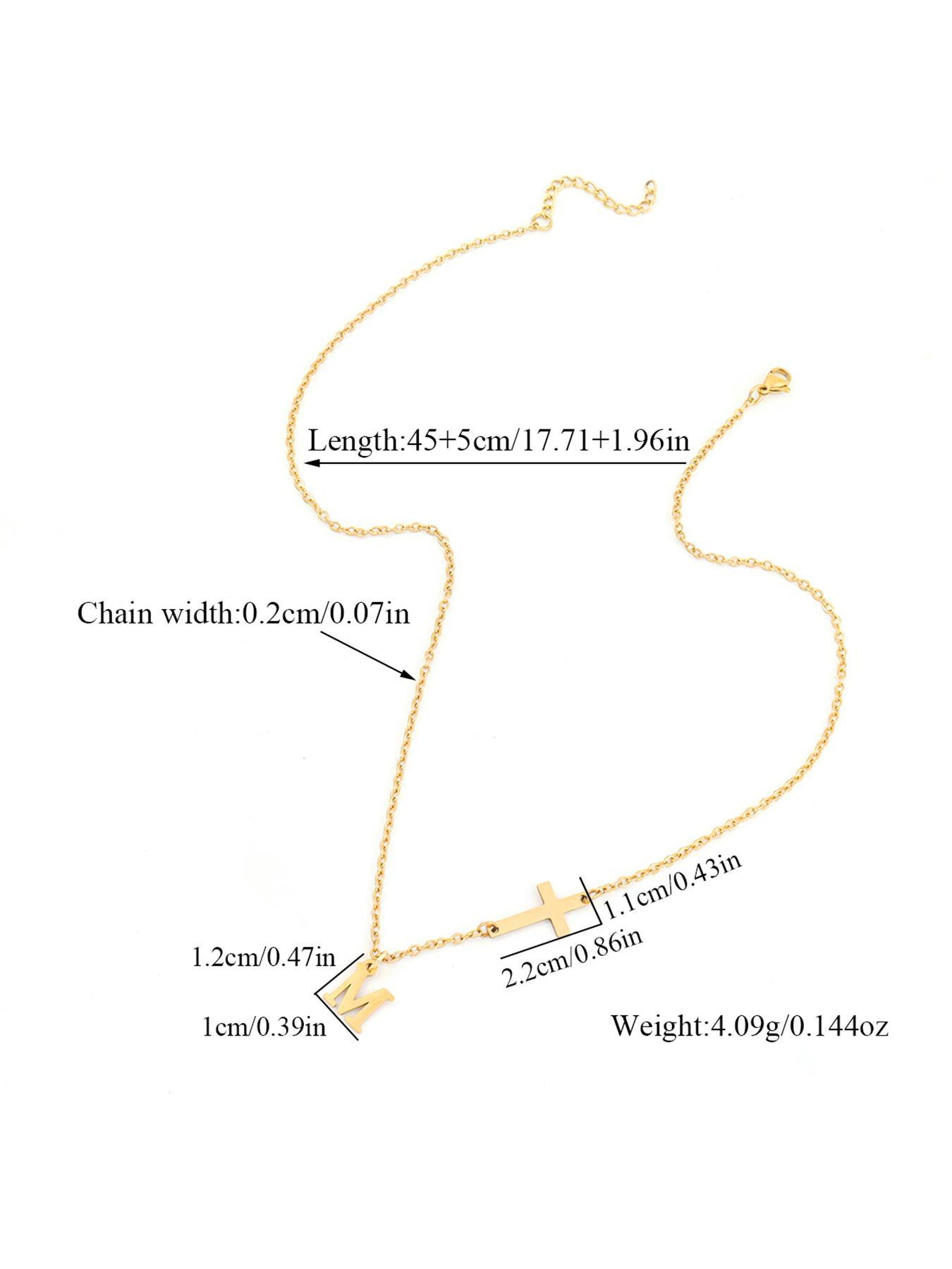 Fashion Initial Necklace for Women, Cross & Letter Pendant Necklace, Stainless Steel Jewelry for Party, Daily Decor, Trendy All-match & Exquisite Jewelry for Birthday Gift, Statement Necklace, Non Tarnish Jewelry