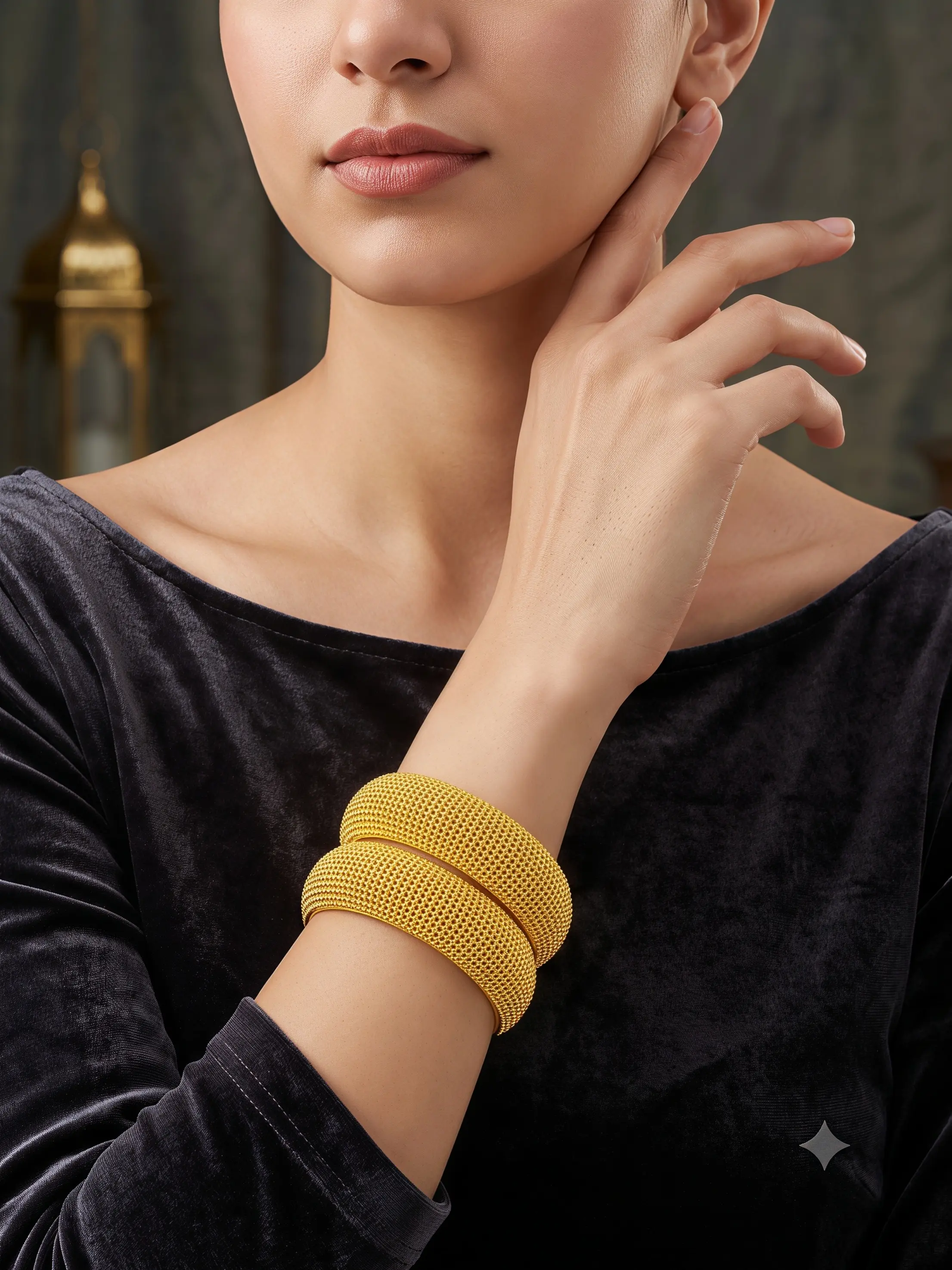 2 Pcs Dubai Women's Bangle Bracelets, Hollow Honeycomb Design, Elegant Jewelry Set for Daily Wear, Weddings, Parties, Banquets