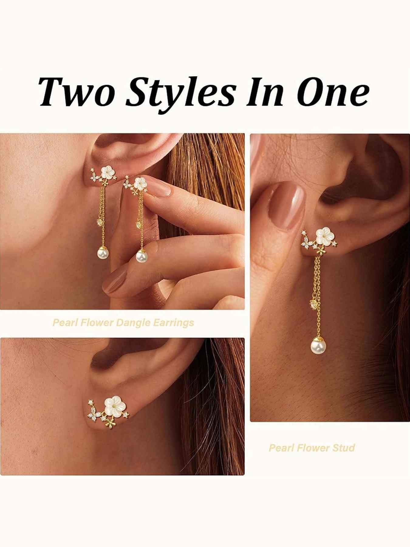 Mother's Day Gift Flower Design Dangle Earrings, Fashionable Dangle Earrings for Women, Trendy All-match & Exquisite Jewelry for Birthday Gift, High Quality Earrings