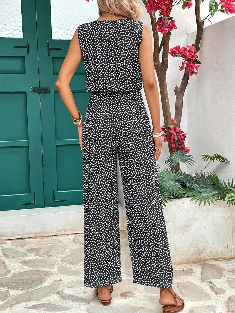 Women's All Over Print Jumpsuit, Casual Sleeveless Jumpsuit for Holiday Vacation, Ladies Clothes for Summer, Bohemian Womenswear, Boho Fit Romper