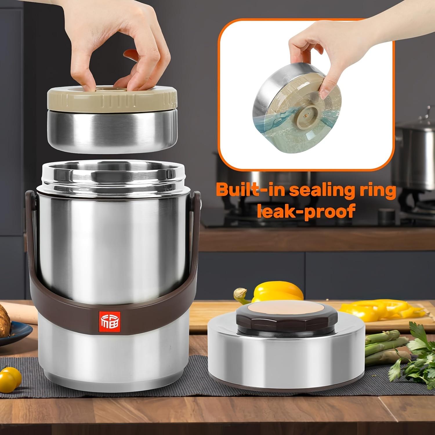 67.63oz 304 Stainless Steel Vacuum Insulation Lunch Box with Insulated Bag Portable 3 Layer Insulated Lunch Compartment Vacuum Insulated Barrel