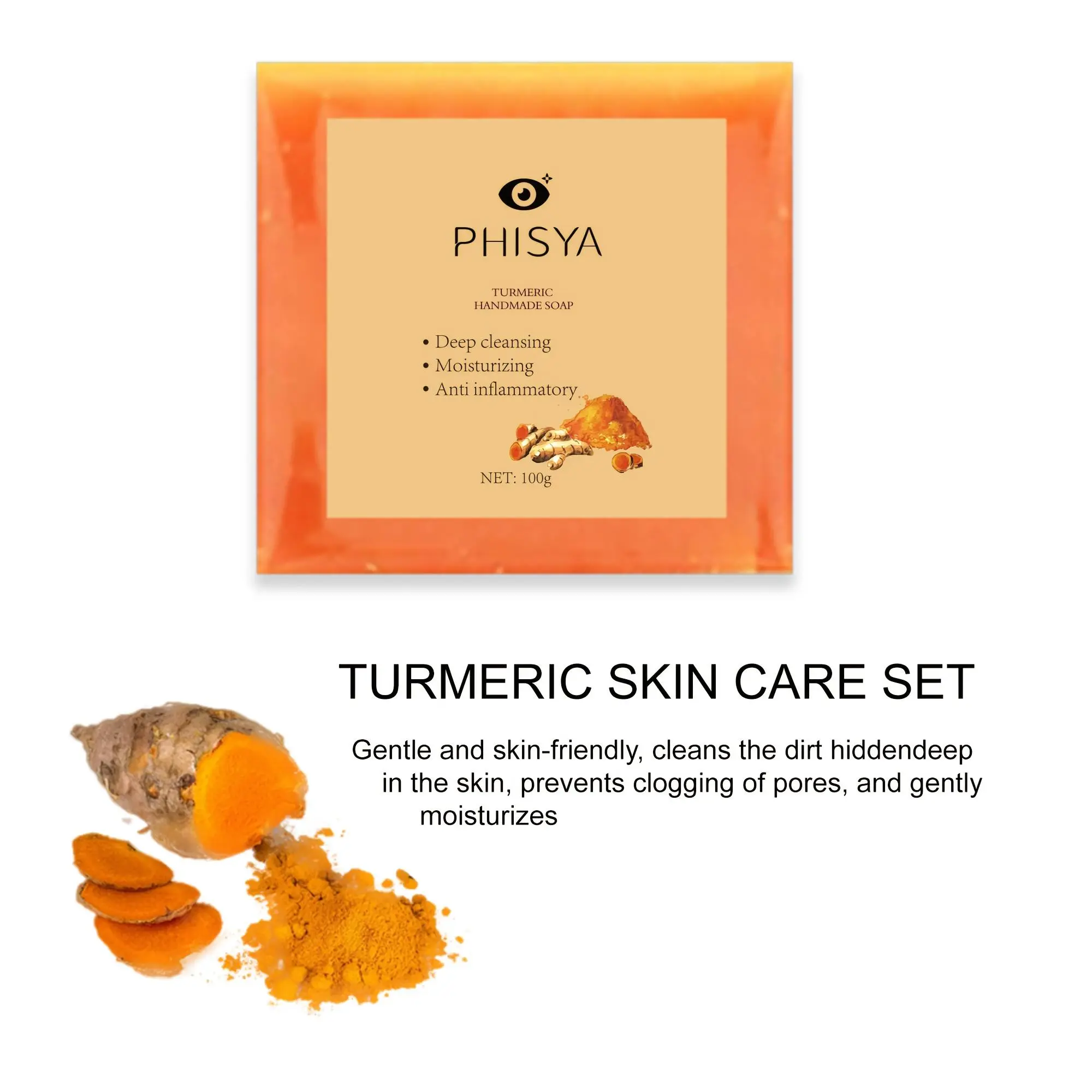 Turmeric Oil Soap for Oily Skin, Moisturizing and Anti-Wrinkle, Gentle Cleansing Bar for Face and Body, Unisex Handmade Soap